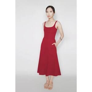 Cobalt Street A-line Midi Dress Red